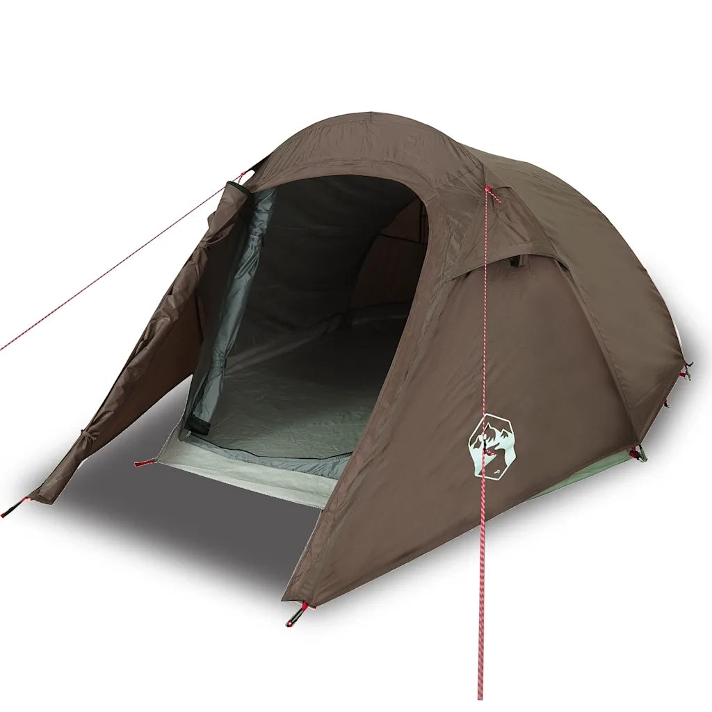 vidaXL Tenda da Campeggio a Tunnel per 2 Persone Marrone Impermeabile