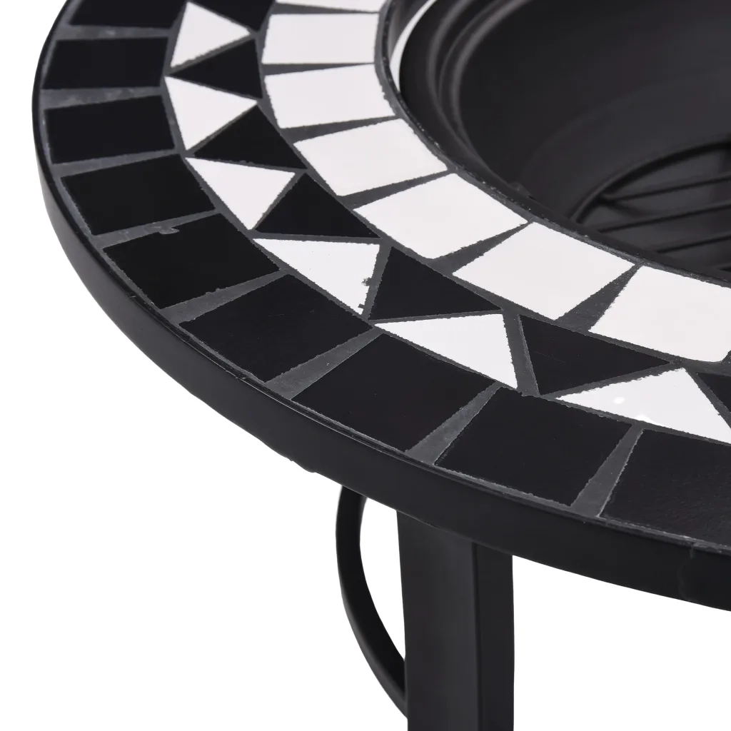 Braciere con Mosaico Nero e Bianco 68cm in Ceramica CFW5036400