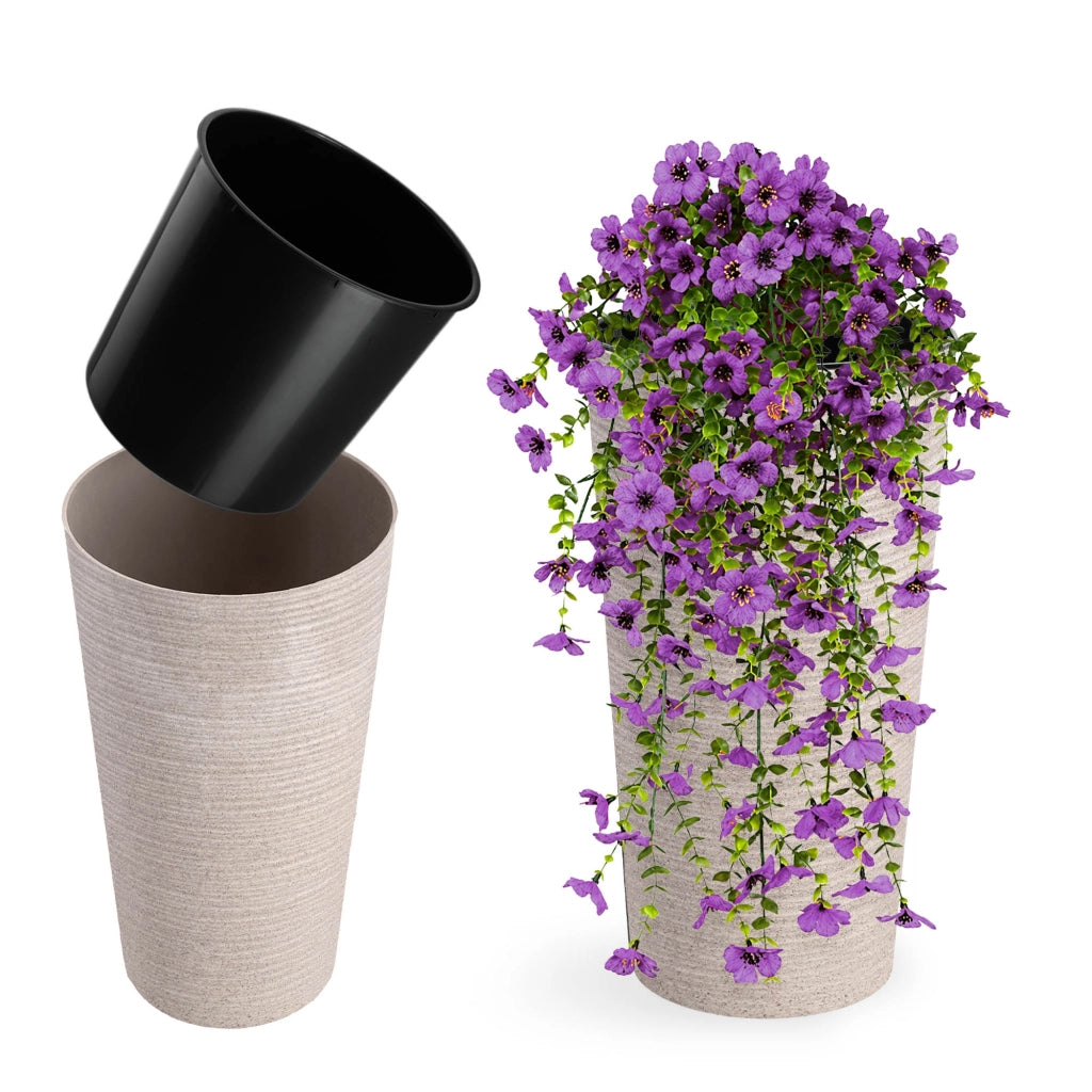 Vaso da fiori KADAX, coprivaso, alto, 47 cm, con inserto, per soggiorno, beige