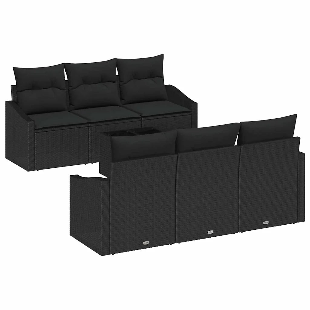 Set di divani con cuscino 7 pcs Nero polyrattan 3355282