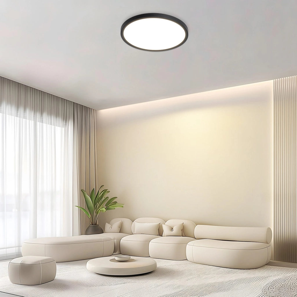 ZMH Lampada da soffitto plafoniera LED moderna rotonda nera 30cm per interni