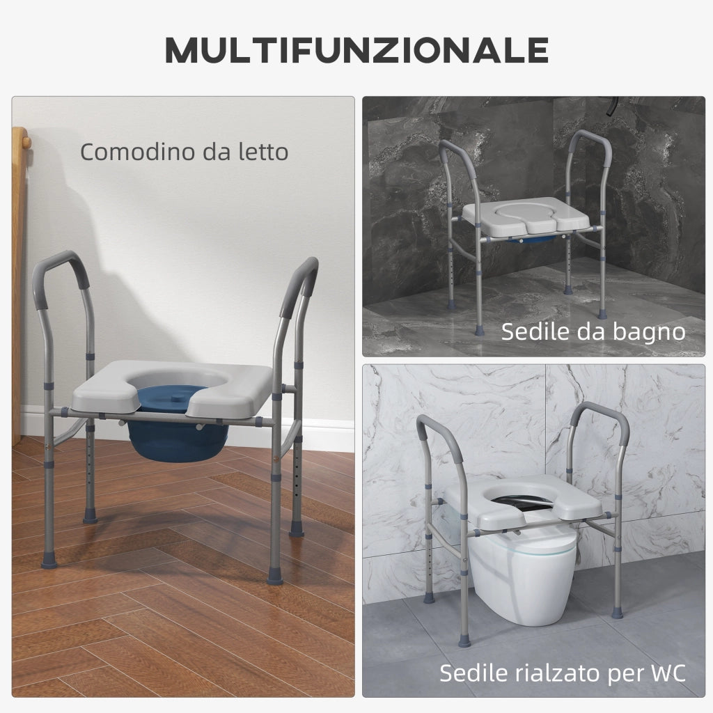 Sedia WC regolabile con braccioli imbottiti ¨C zephmum ¨C Grigio