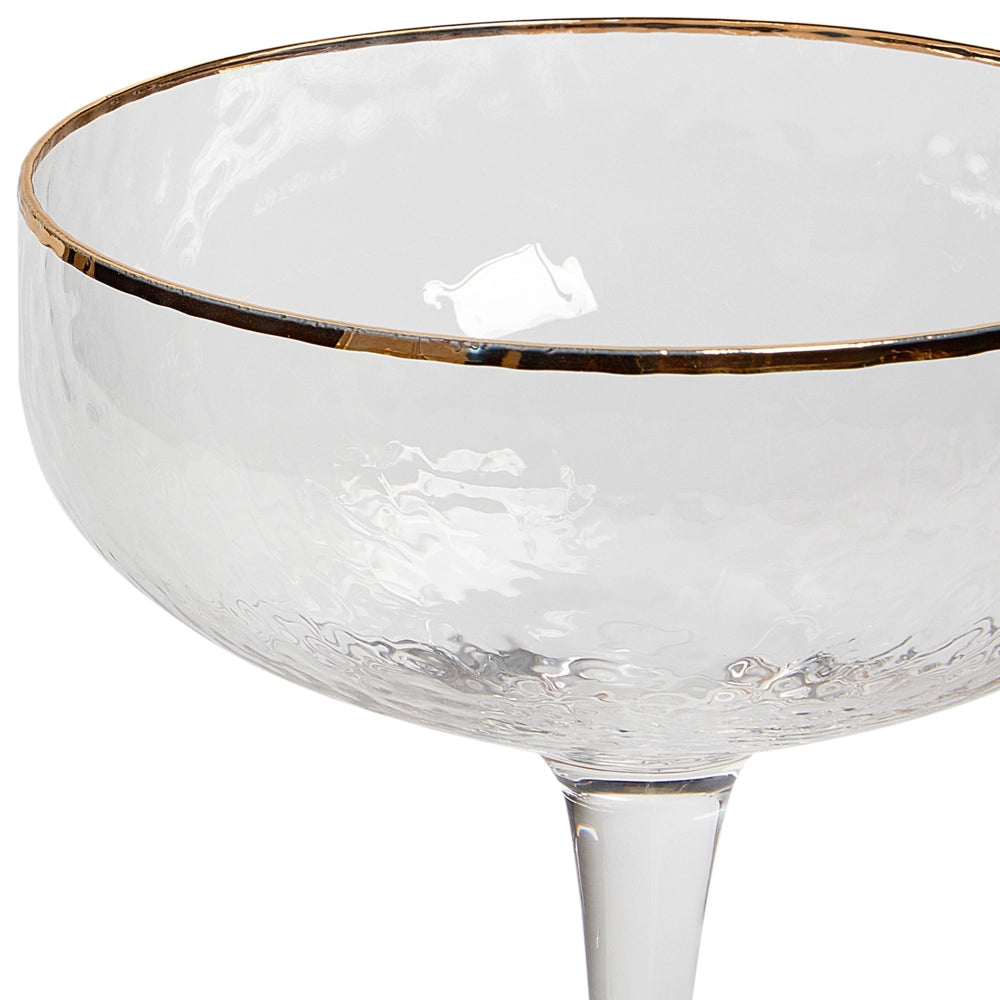 Set di 4 coppe da champagne sin vetro soffiato a mano con bordo dorato 45 cl aperitivo in casa