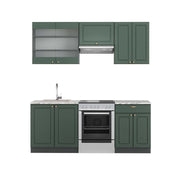 Cucina componibile Fame-Line Verde-oro rustico/Antracite 200 cm, PL Marmo Vicco