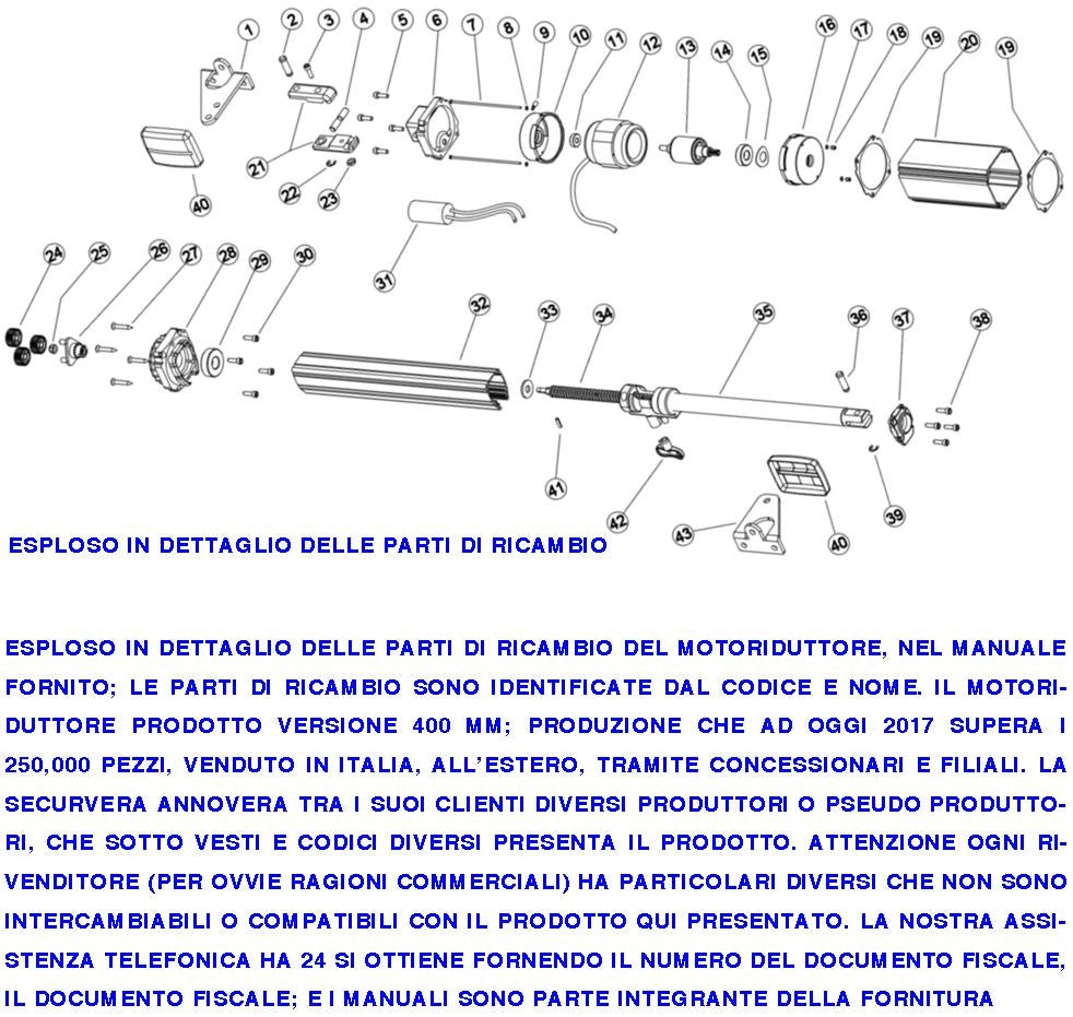 Stelo Retrattile Completo di Carrello di Traino Sblocco Emergenza a Chiave Tubo Acciaio Inox Corsa Tubo 500 mm Ricambio per Motori 942/b LINEAR 11 SV-ML5 VH 500 VH 220 BH 24 Sopporta Spinta 200 Kg