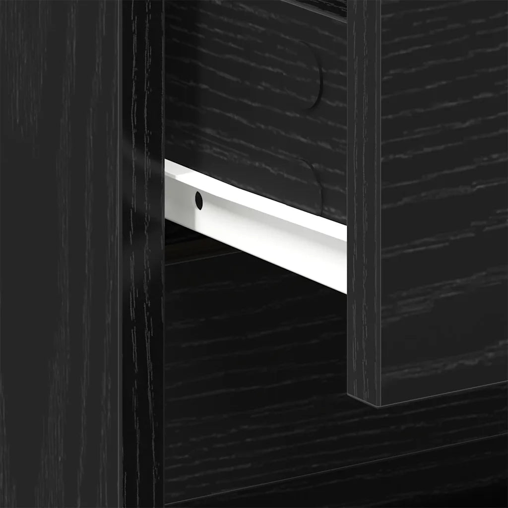 Comodino | Armadio da Notte | Mobiletto da notte con cassetto Rovere Nero 45 x 34 x 44,5 cm
