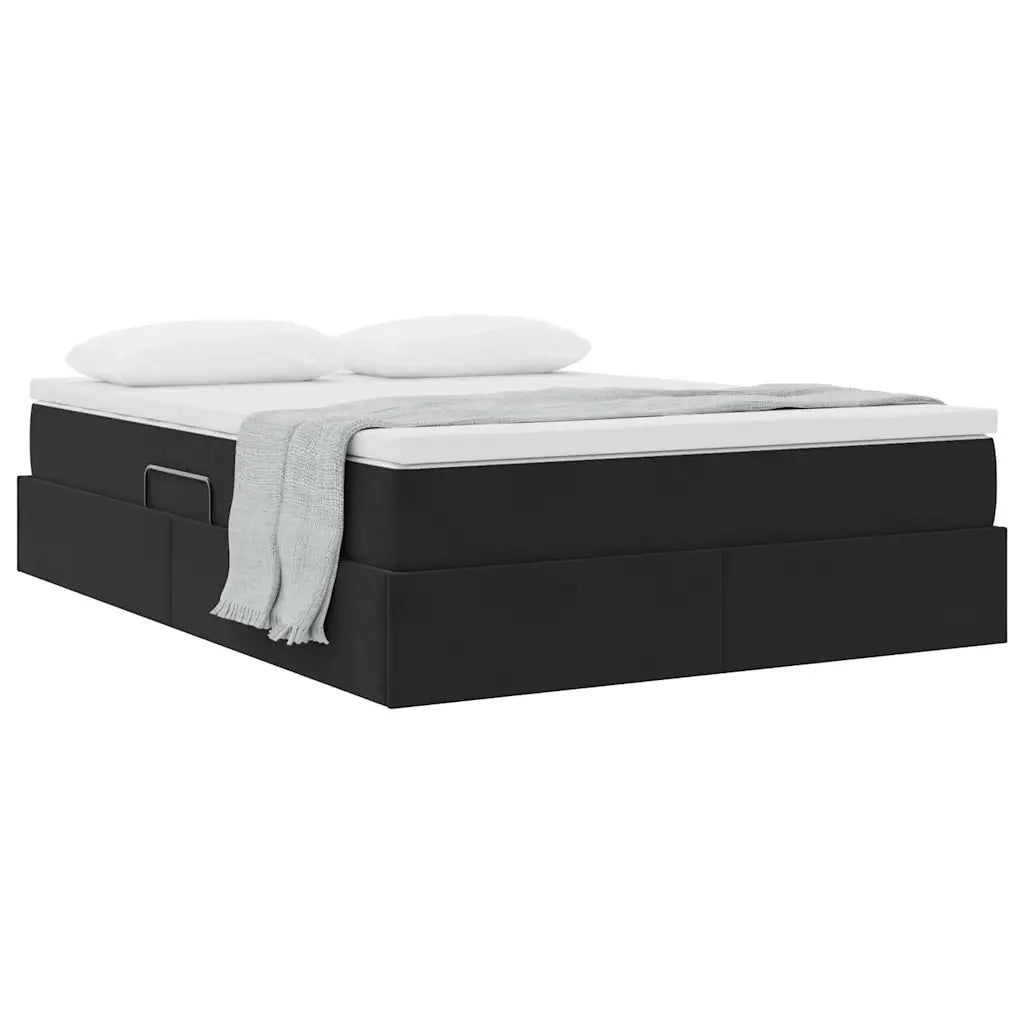 Letto con contenitore e materasso Nero 140 x 200 cm Velluto