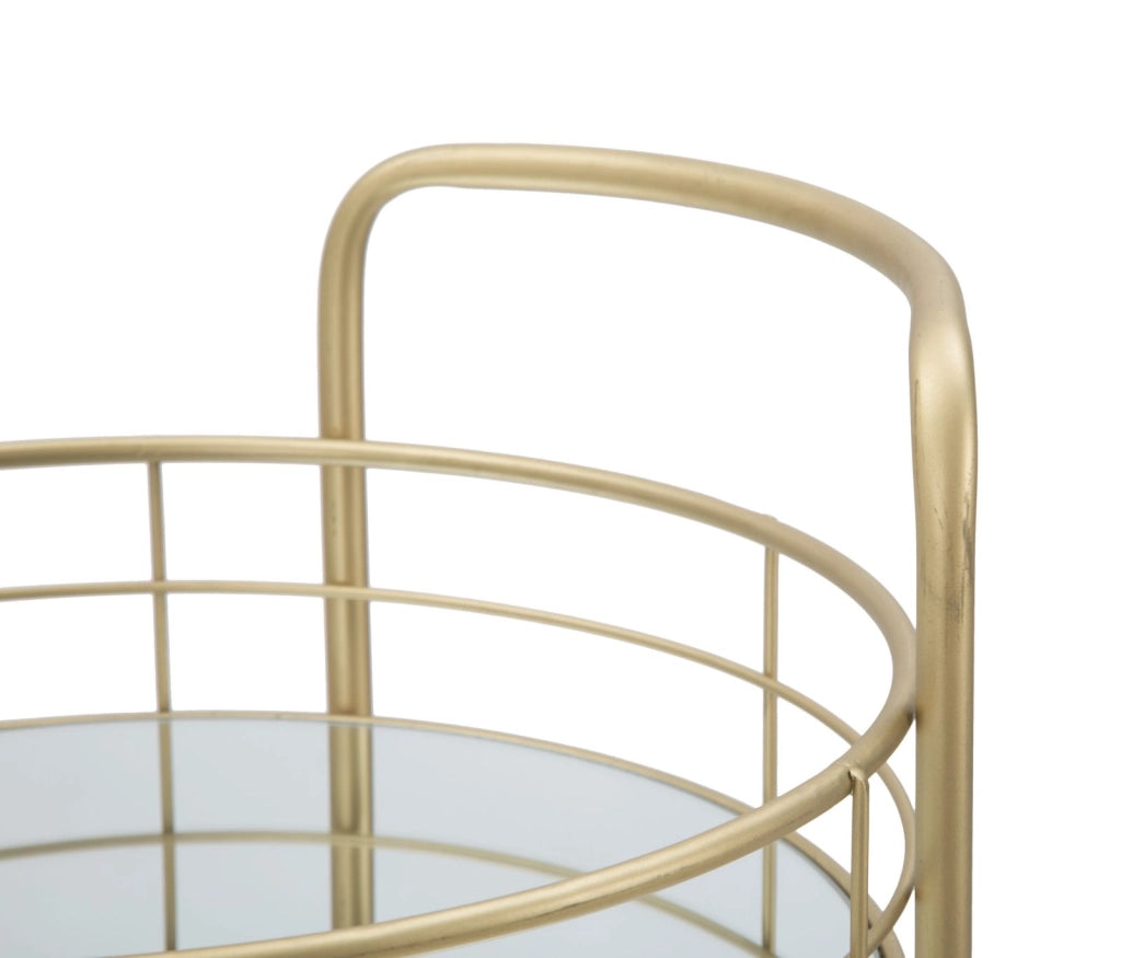 Carrello simmetrico rotondo in metallo dorato Ø cm 38x77,5