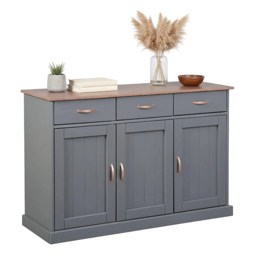 Madia Silius, Credenza 3 Cassetti, 131x45x86h cm Grigio