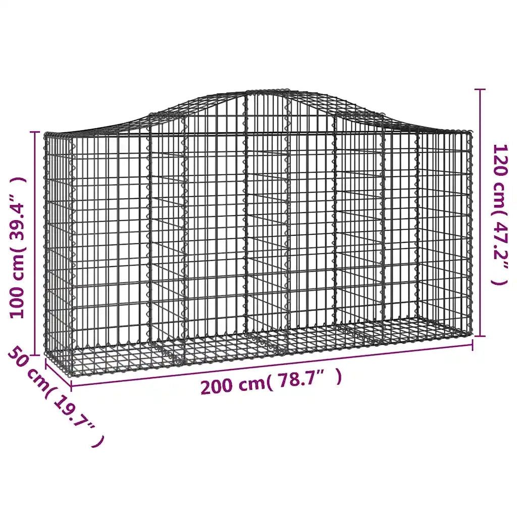 Cesti Gabbioni ad Arco 8 pz 200x50x100/120 cm Ferro Zincato 3145646