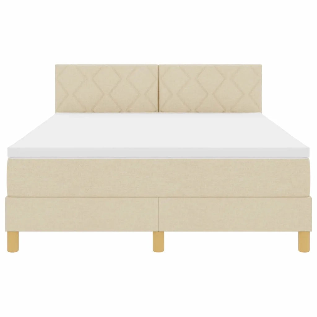 Letto a molle con cuscino Crema 160 x 200 cm Tessuto 3339012