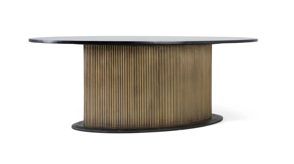 Tavolo da pranzo con piano in legno di mango e base dorata 220 cm