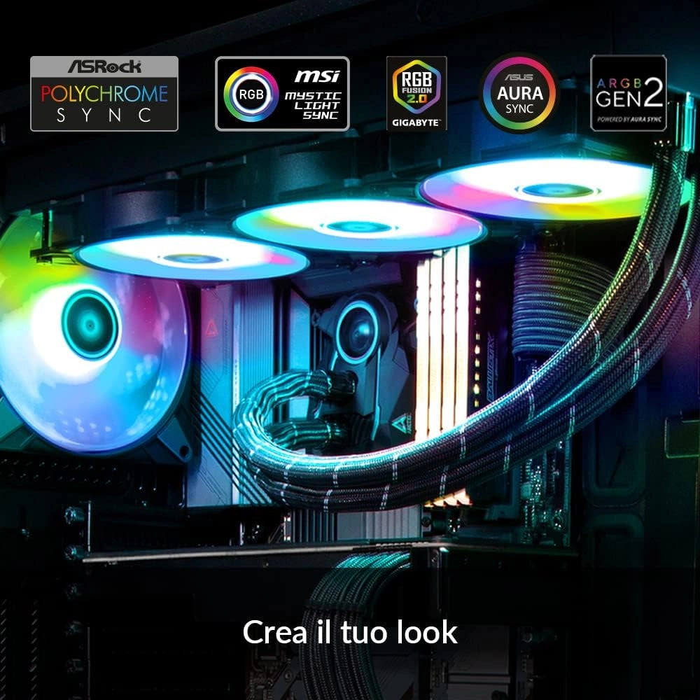 Liquid Freezer II 420 A-RGB Sistema di Raffreddamento PC Dissipatore Liquido ad Acqua per CPU AIO con A-RGB, pompa controllata PWM, velocità della ventola: 200-1900 RPM, LGA1700 compatibile