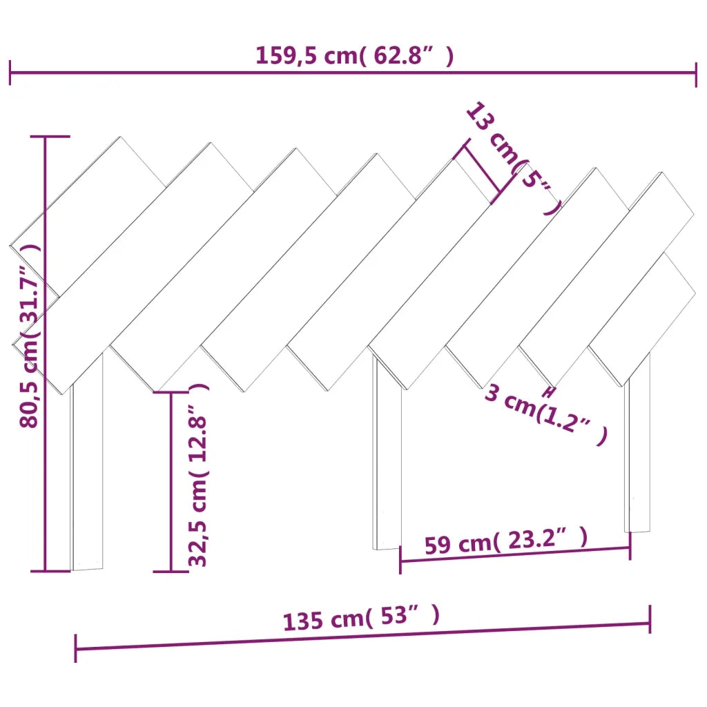 Testiera | Testata per Letto Nera 159,5x3x80,5 cm Legno Massello di Pino