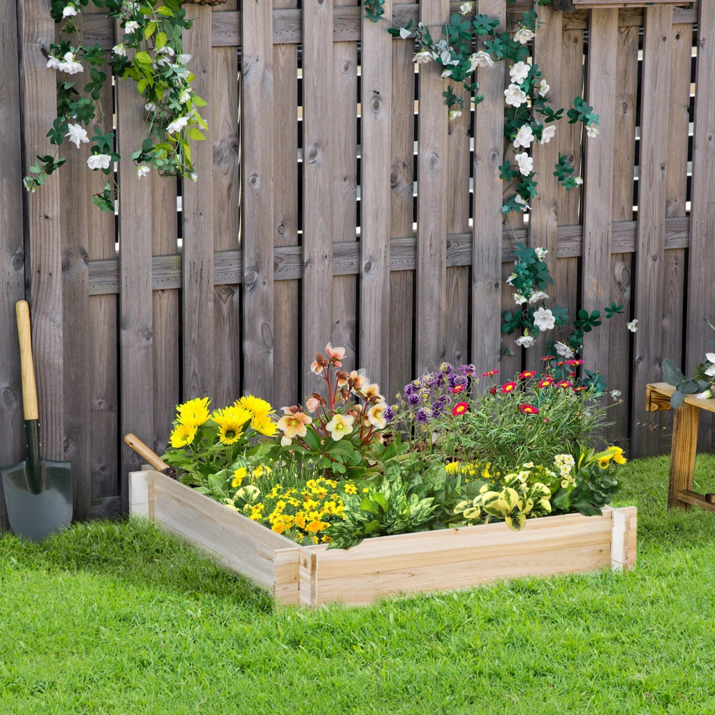 Letto per Orto e Giardino in Legno di Abete, Montaggio Senza Viti, 100x100x16cm