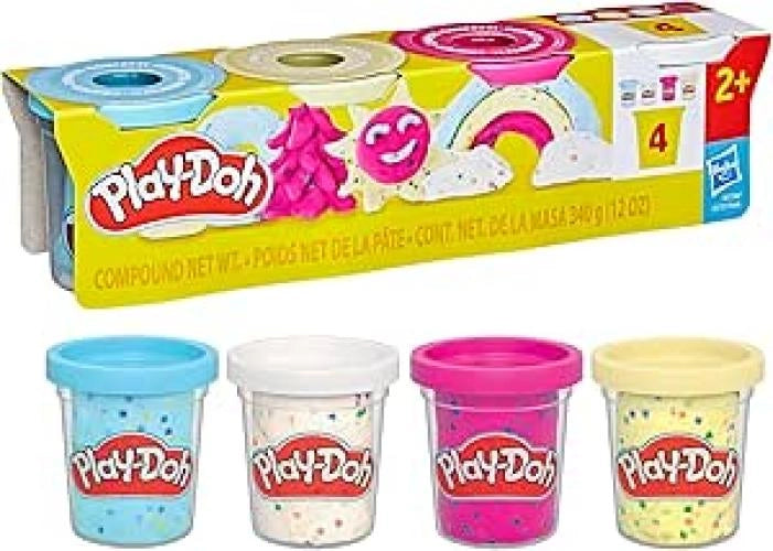 Play-Doh, Confezione da 4 di Pasta modellabile con Brillantini Metallizzati,Hasbro,Eta 2+