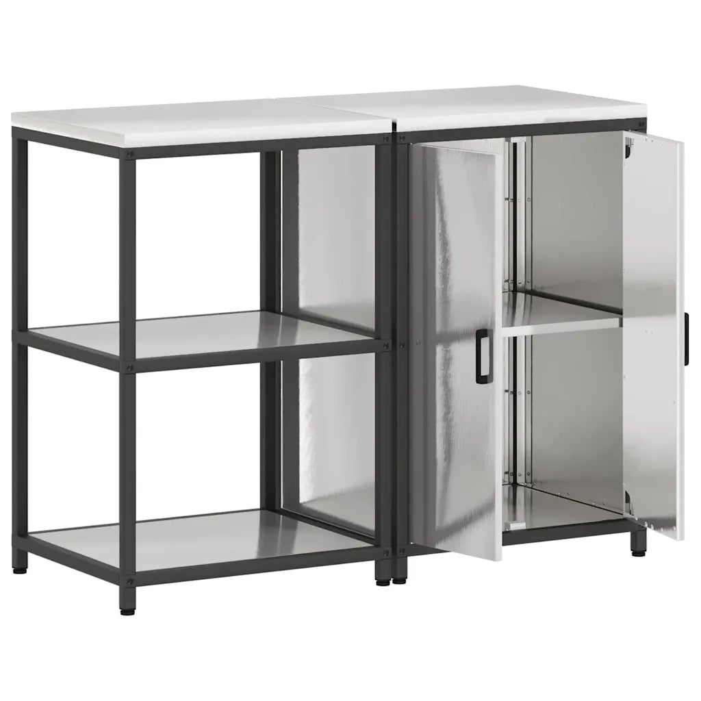vidaXL Set di Stoccaggio per Cucina 2 pcs Argento 120 x 50 x 92 cm