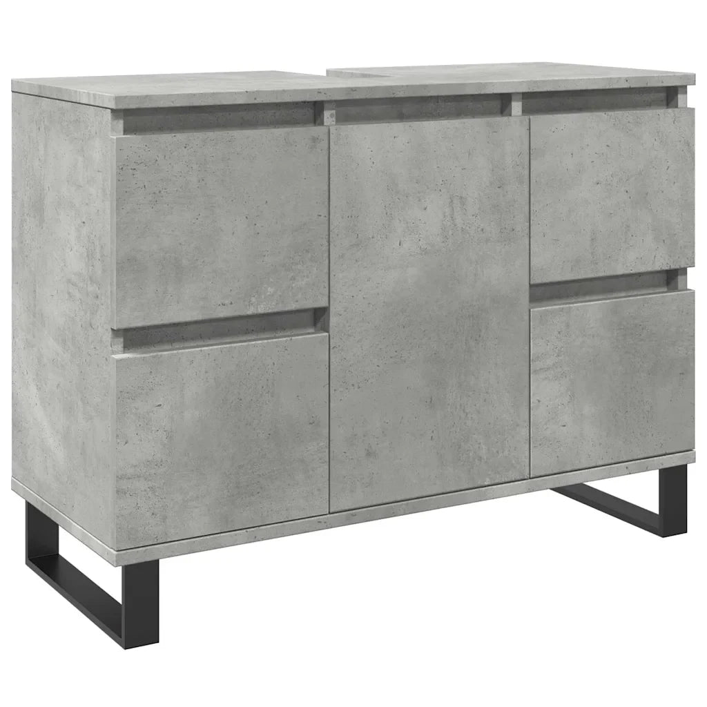 Mobile bagno moderno 80 x 33 x 60 cm con ampio spazio contenitivo stile industriale effetto legno grigio effetto cemento 02_0051117