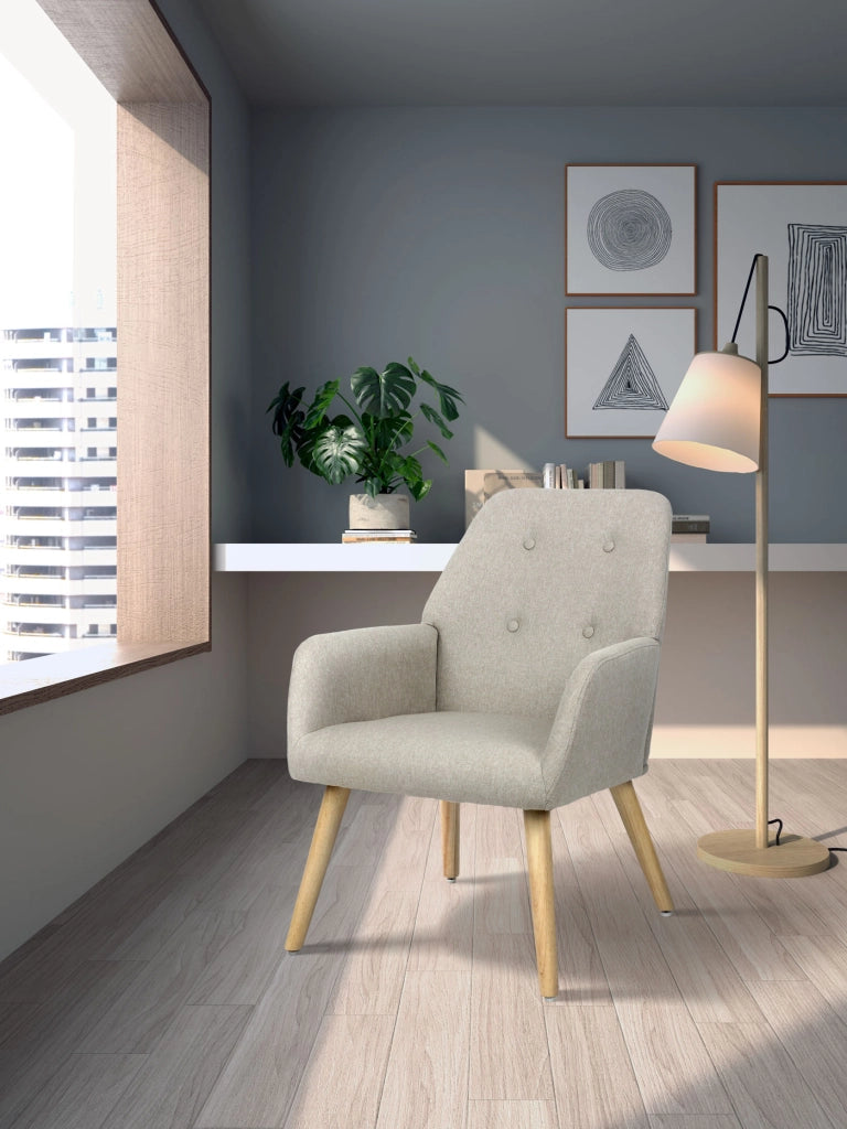 Poltrona Hispanohogar tessuto sabbia con gambe Hispanohogar legno 81x61x68