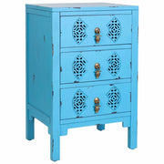 Mesita de madera con 3 cajones azul 45x36x70