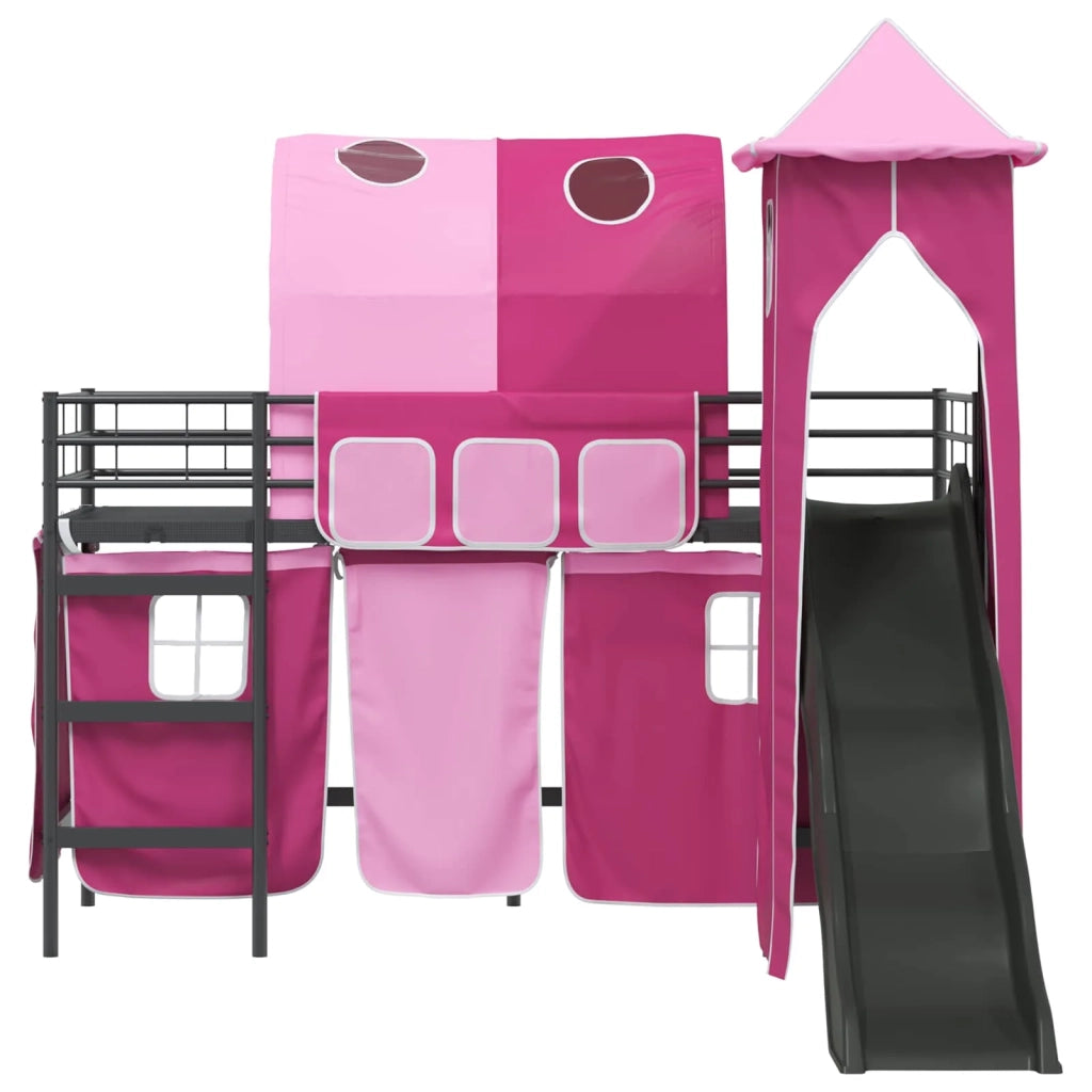Struttura del letto loft per Bambini | Letto Infantile | Lettino Nero e rosa 100 x 190 cm