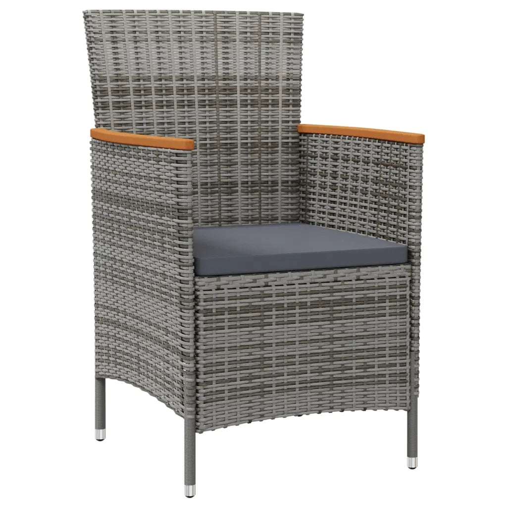 Set da Pranzo da Giardino 7 pz con Cuscini in Polyrattan Grigio cod mxl 71730