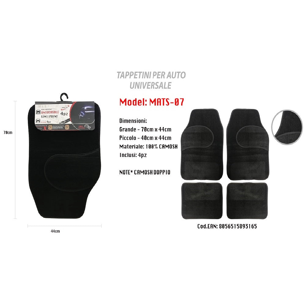 Trade Shop - Tappetino Universale Da Auto Pvc Doppio Camoscio Tappetini 4 Pz. Maxtech Mats-07 -
