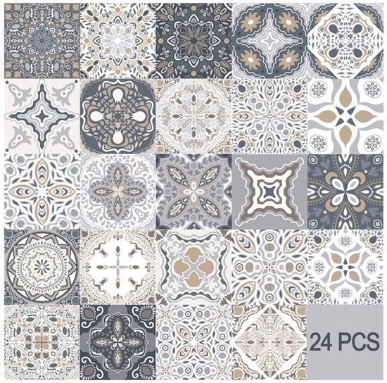 Stickers per piastrelle in PVC mozaico, 24 pezzi, per rivestimento di parete, per cucina, armadi, mobili, tavolo, impermeabili, adesivi autoadesivi.
