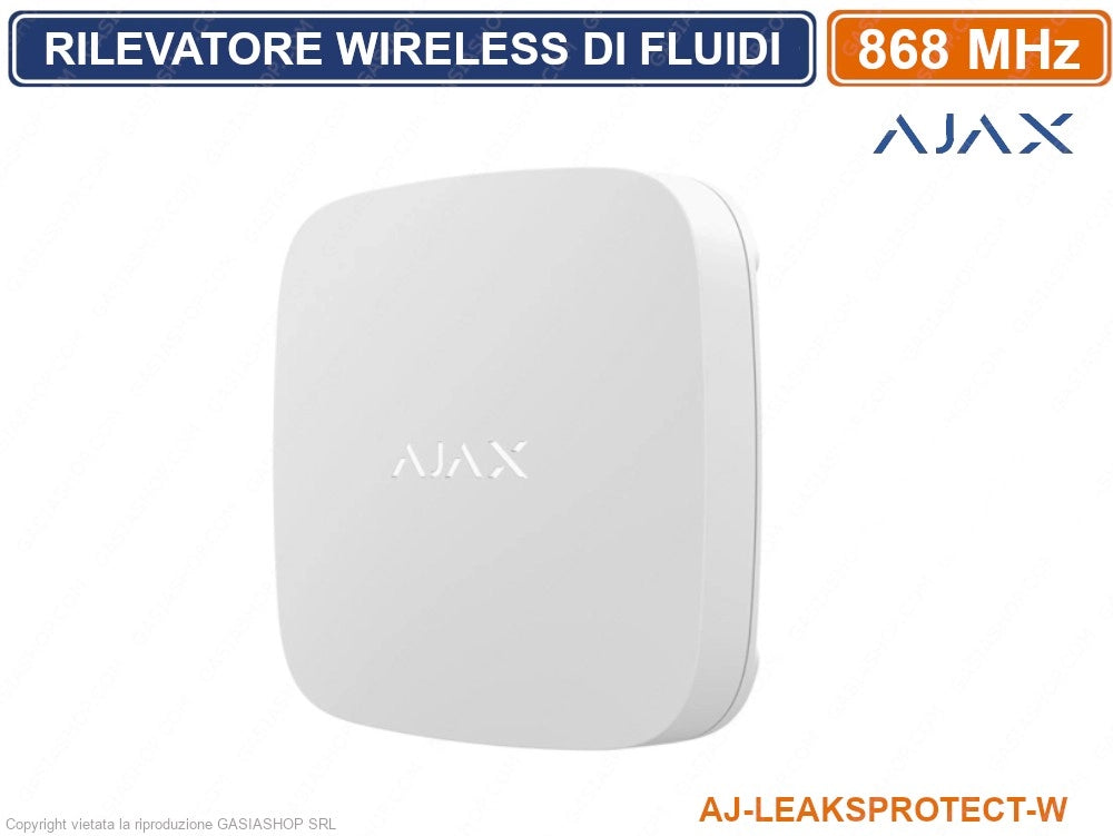 AJAX LEAKS RIVELATORE DI FLUIDI ACQUA ALLAGAMENTO INONDAZIONE WIRELESS BIANCO