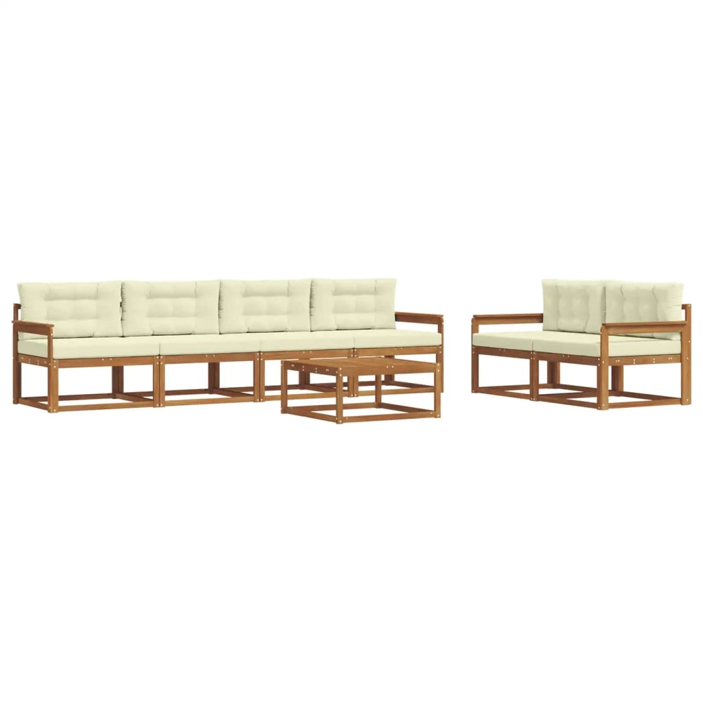 Set di divani da esterno con cuscino 7 pcs Naturale e Crema