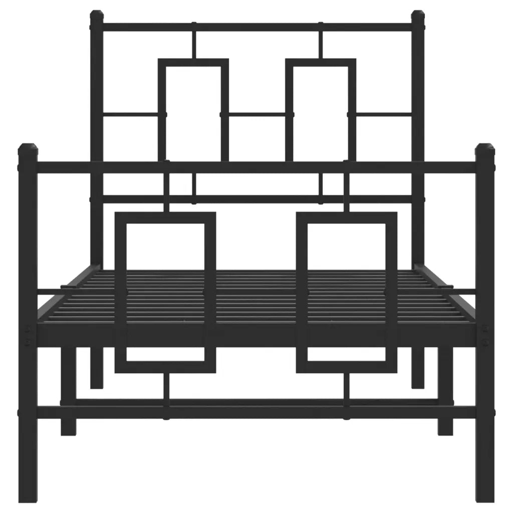 Giroletto con Testiera e Pediera Metallo Nero 75x190 cm 374249