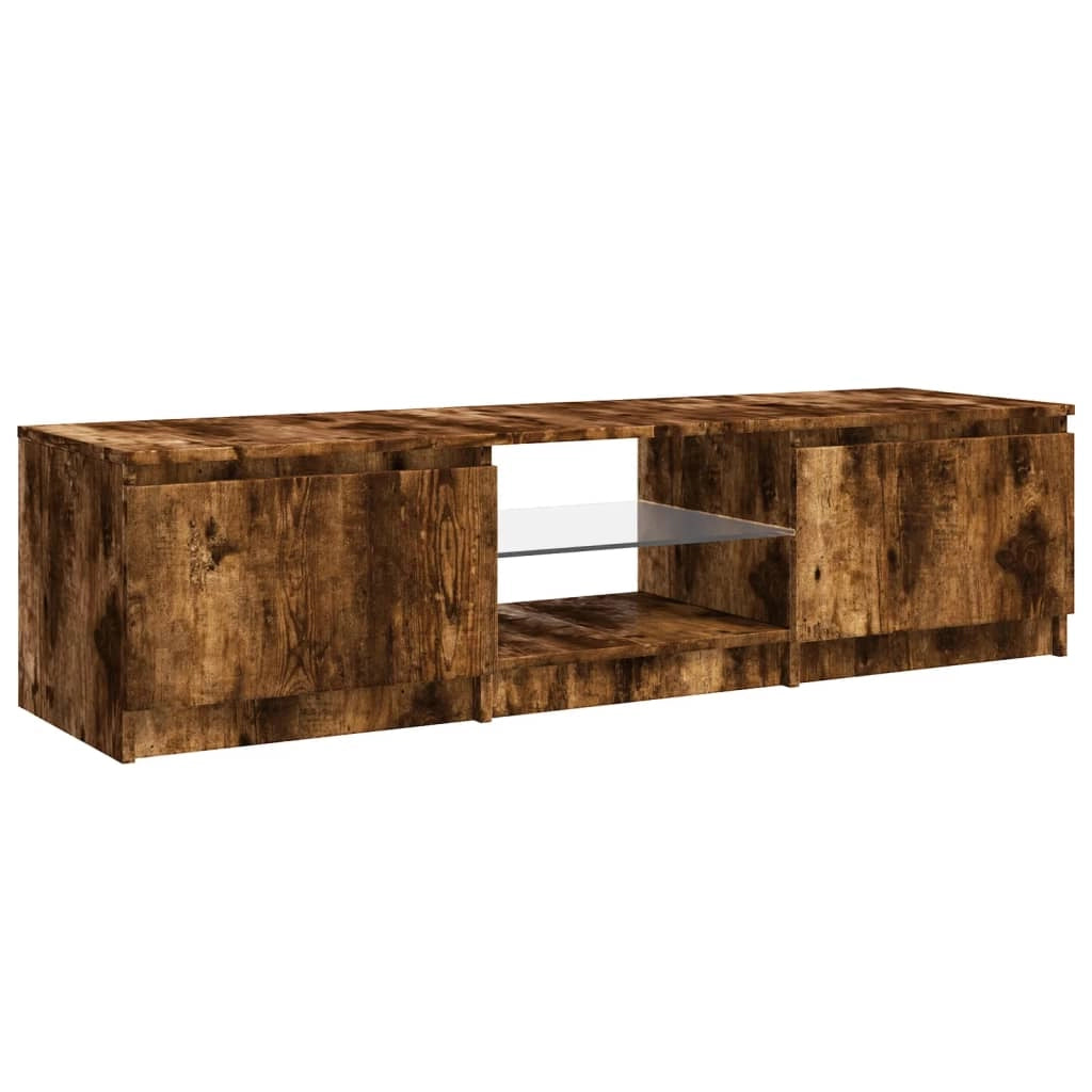 Mobile TV multimediale mensola TV credenza mobile TV per sala da pranzo soggiorno camera da letto con luci LED rovere affumicato 140 x 40 x 35,5 cm marrone 02_0026723