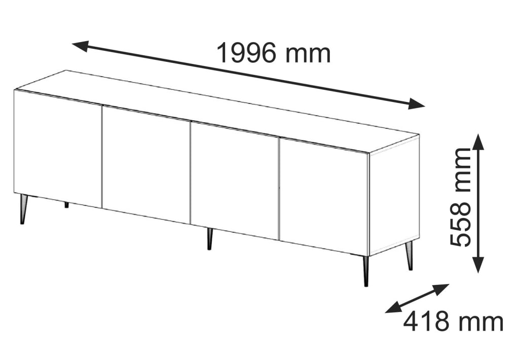 MOBILE RAVENNA C DIAMOND MDF HG PORTA TV 4D 200 BIANCO OPACO GAMBE BIANCO LUCIDO ORO