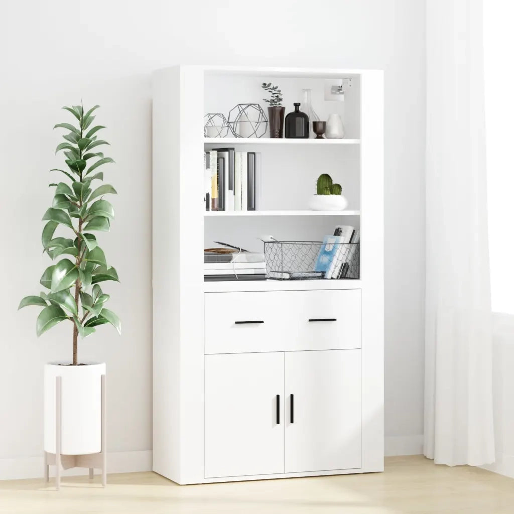 Credenza-Buffet-Armadio da cucina Bianca in Legno Multistrato 416391