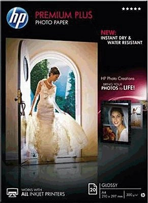 HP Confezione da 20 fogli carta fotografica Premium Plus, lucida A4/210 x 297 mm