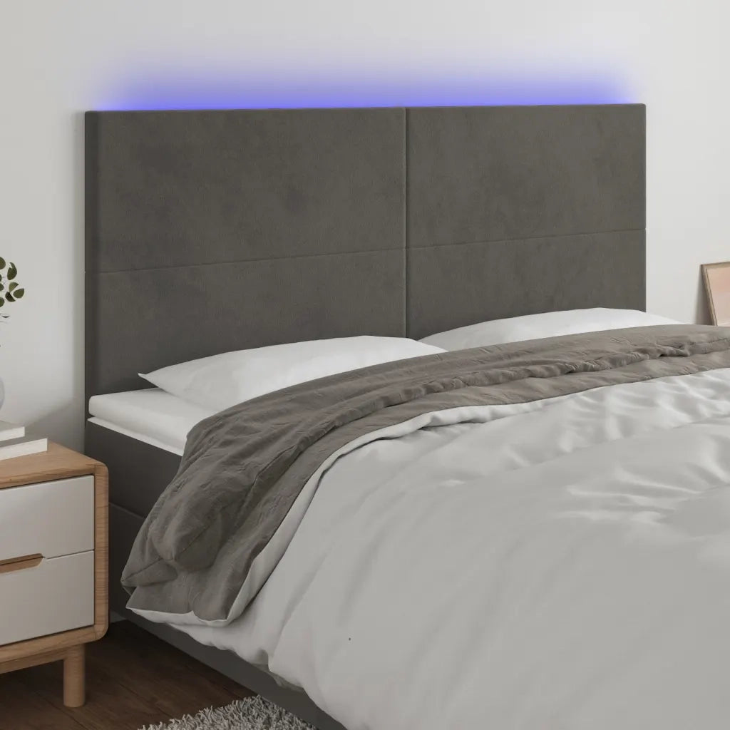 Testiera | Testata a LED GrigioScuro 200x5x118/128cm in Velluto