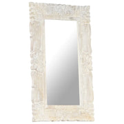 Specchio-Specchio Decorativo Bianco 80x50 cm in Legno Massello di Mango