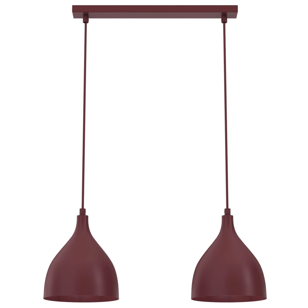 Lampada sospesa Noak classic 2xE27 bordeaux acciaio