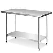 Tavolo da lavoro da cucina in acciaio inox 122 x 61 x 90 cm grande capacità facile da pulire design contemporaneo in acciaio inox color argento 20_0014058