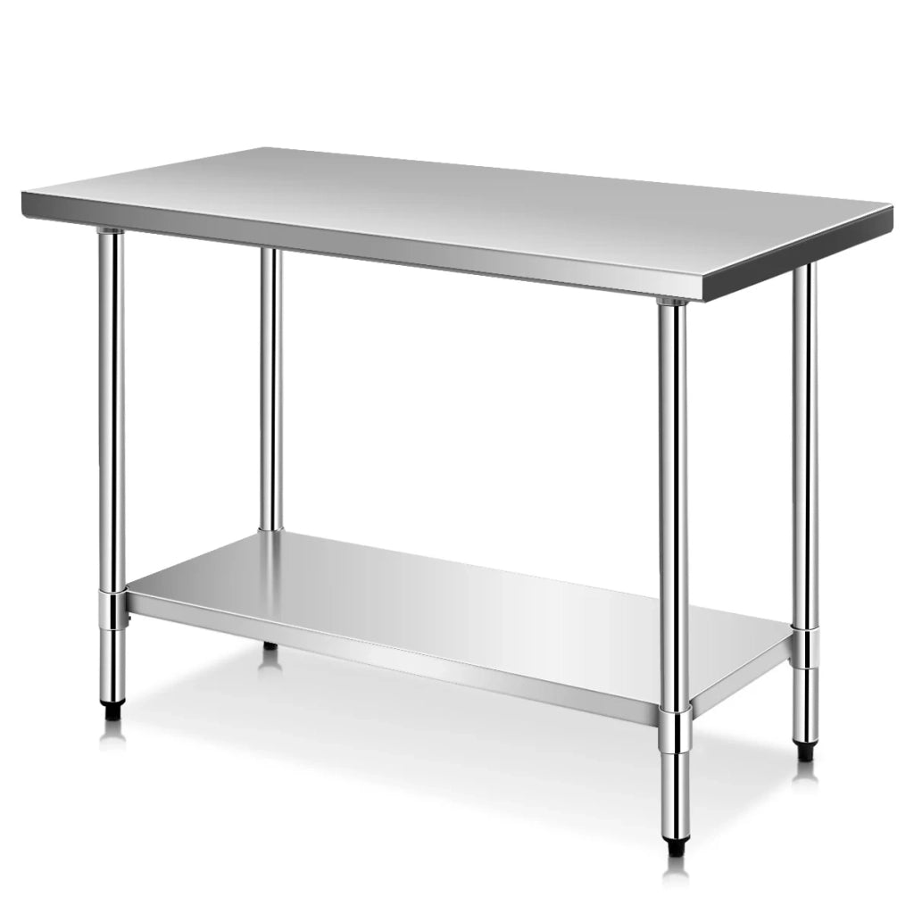 Tavolo da lavoro da cucina in acciaio inox 122 x 61 x 90 cm grande capacità facile da pulire design contemporaneo in acciaio inox color argento 20_0014058