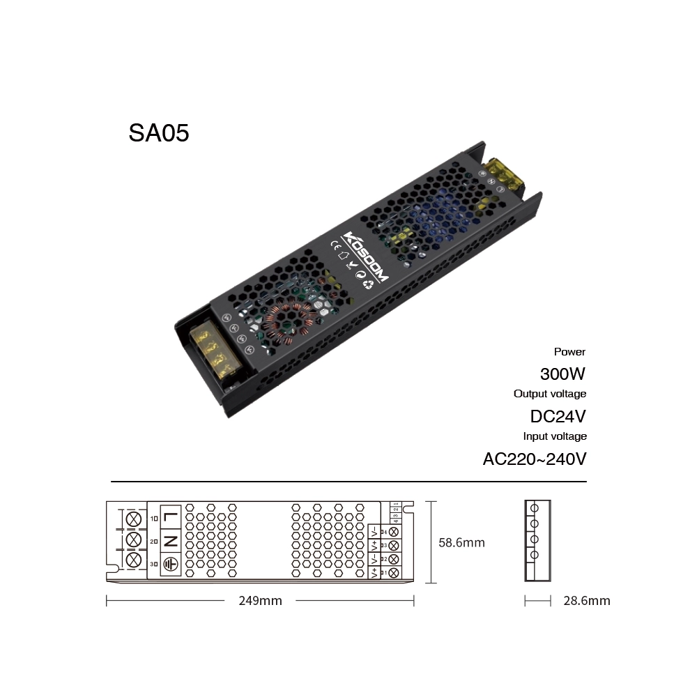 Alimentatore LED Dimmerabile 24V 300W Trasformatore ultra sottile per striscia LED Driver LED