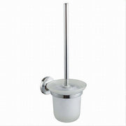 Trade Shop - Porta Scopino Wc Con Scopino Completo Vetro Satinato Fissaggio Parete Bagno 79815 -