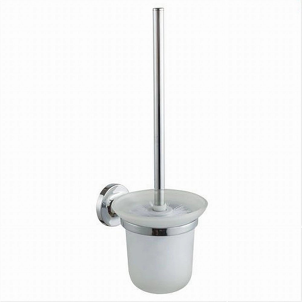 Trade Shop - Porta Scopino Wc Con Scopino Completo Vetro Satinato Fissaggio Parete Bagno 79815 -