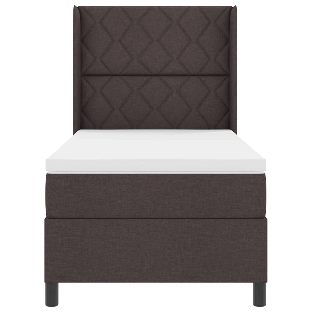 Letto a Sorgente LED Marrone Scuro 100 x 200 cm Tessuto