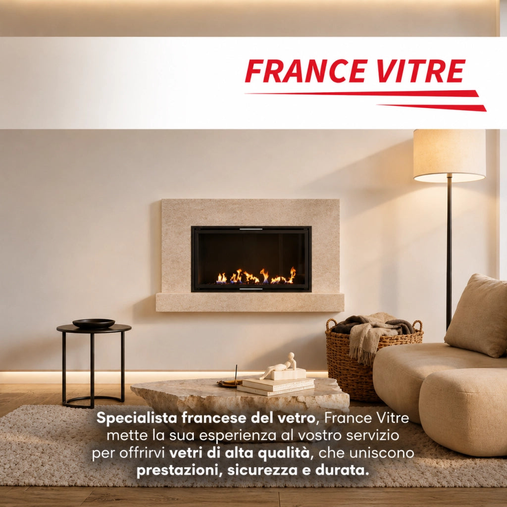 496 x 358 x 4 mm - Vetro per stufa a legna - vetro camino di ricambio - vetro per caminetto resistente al fuoco - France Vitre