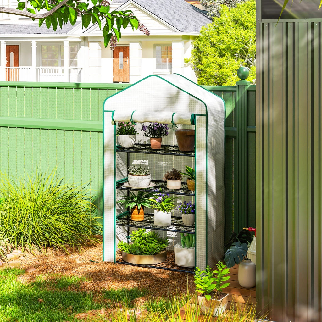 Serra da giardino 4 livelli ¨C zephmum ¨C 90x49x160 cm bianco acciaio galvanizzato