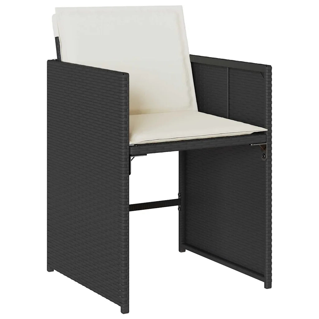 Set da Pranzo per Giardino con cuscino 5 pcs Nero polyrattan