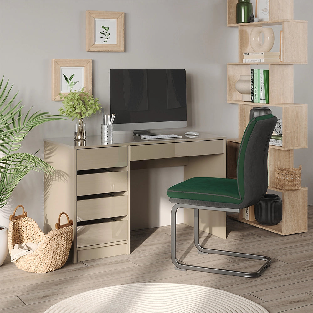 Vicco Scrivania Grigio lucido 55 x 120 cm con cassetti
