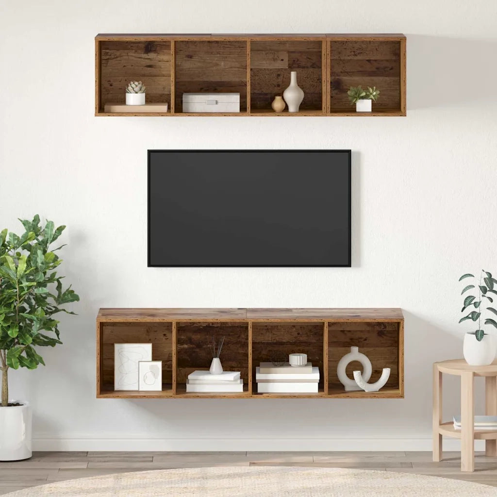 vidaXL Set di mobili TV 3 pcs Legno vecchio Legno multistrato