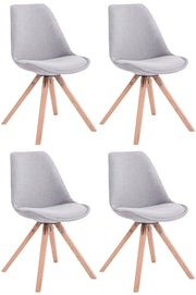Set di 4 sedie per visitatori Toulouse Fabric Square grigio,natura